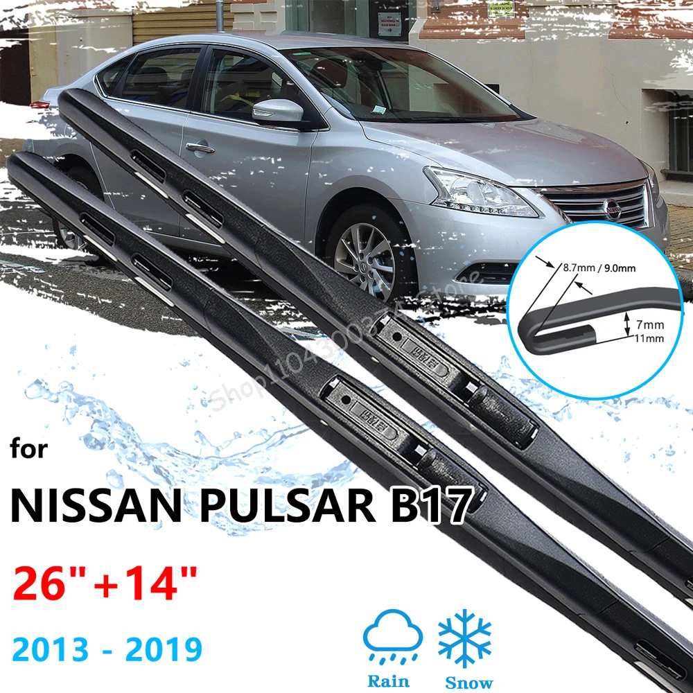 

For Nissan Pulsar Sentra B17 2013~2019 Front Window Frameless Winter Wiper Blades Brushe Washers Cutter Cleaning Car Accessories