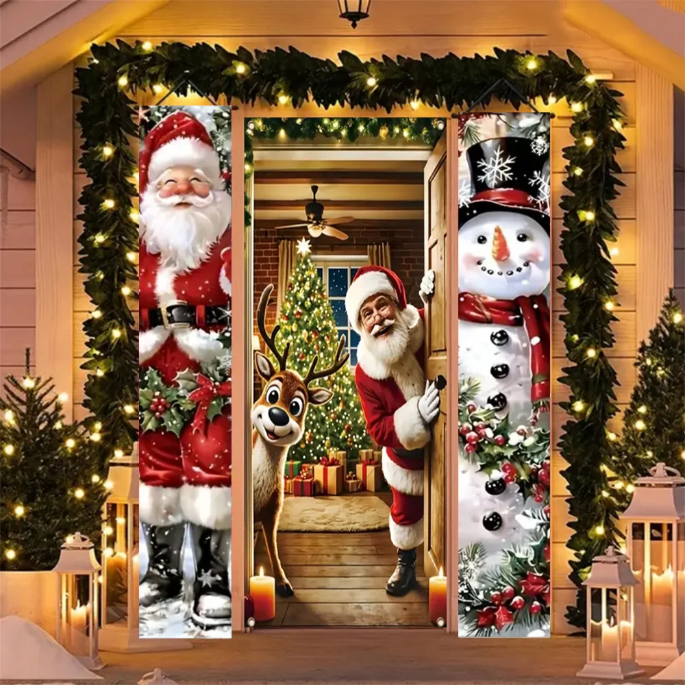 Christmas Hanging DoorBanner Antithetical Couplet Merry Christmas Party Decoration New Year 2026 Christmas Wall Banner Xmas Gift - Image 2
