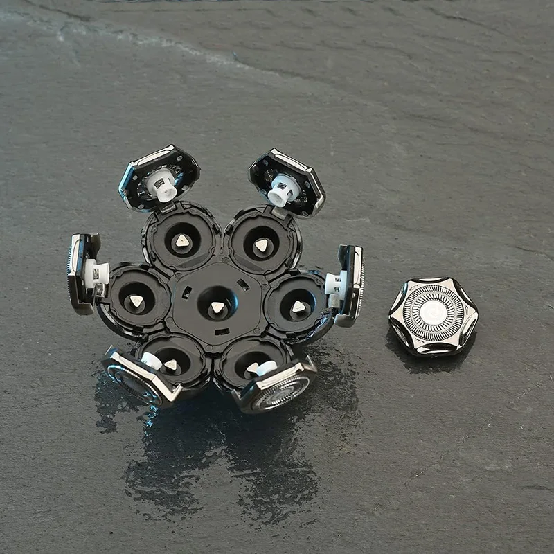 استبدال ماكينة حلاقة الرأس 7 رؤوس بديلة لشعر اللحية لشفرات الحلاقة للرأس للرجال الأصلع Universal Interf