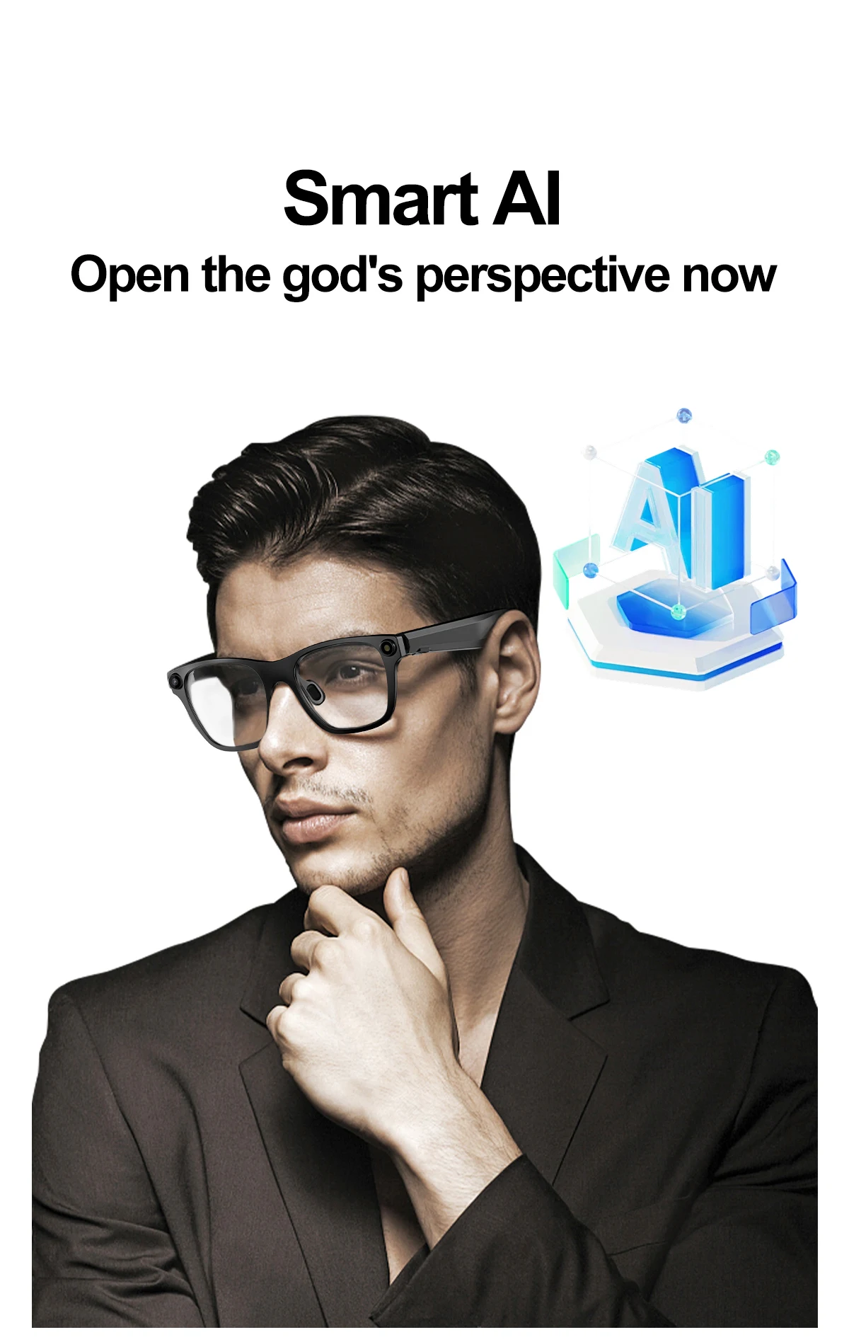 

Luxury AI smart glasses video recording voice call Bluetooth photo recording WiFi storage multi-functional high-end smart glass