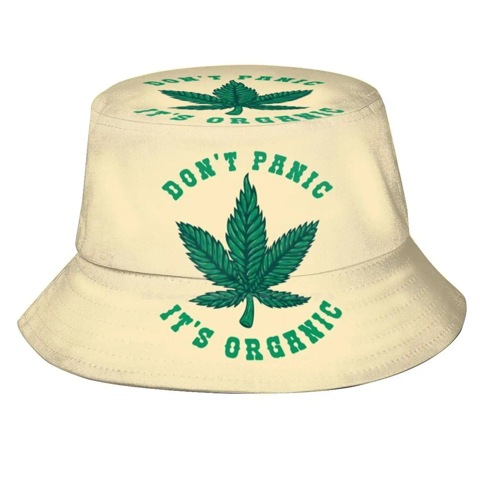 Dont Panic Its Organic Sun Cap Fisherman Hat Bucket Hats Weed 420 Smoke Thc High Pot Stoner Drugs Trippy Bong Joint Smoking