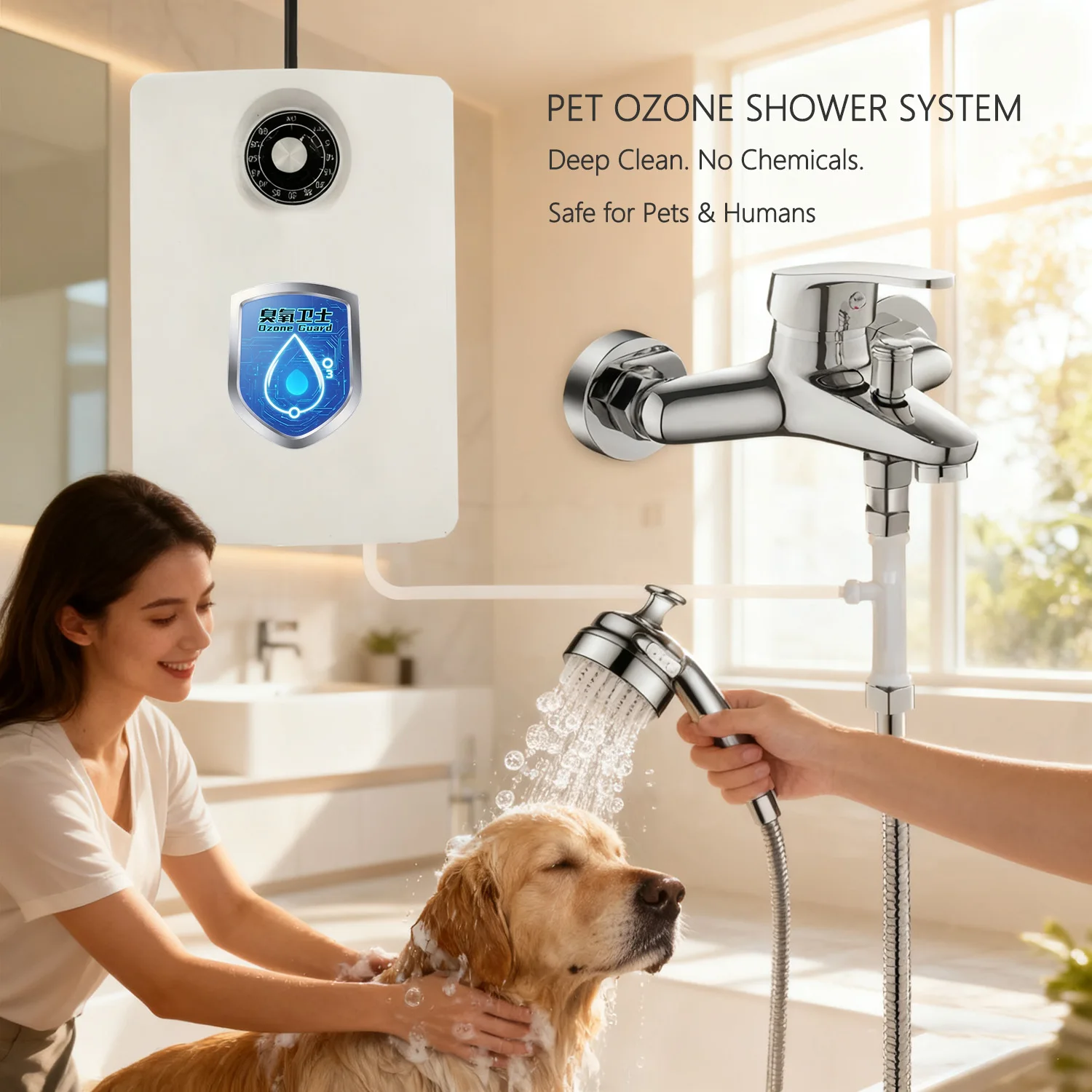 

Ozone Shower Head for Pets and Humans – Antibacterial, Deodorizing, Chemical-Free Bathing, Fits Standard Faucet