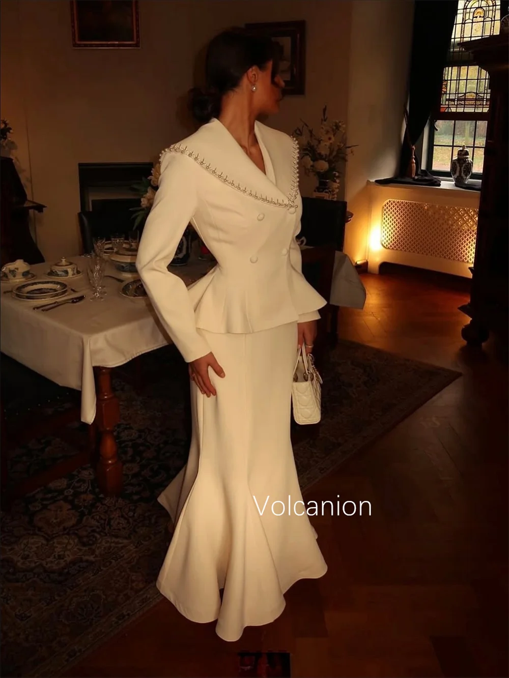 Vestidos largos con cuello en V y trompeta con botones plisados, Jersey informal personalizado, ocasión a medida, cóctel, clásico, exquisito