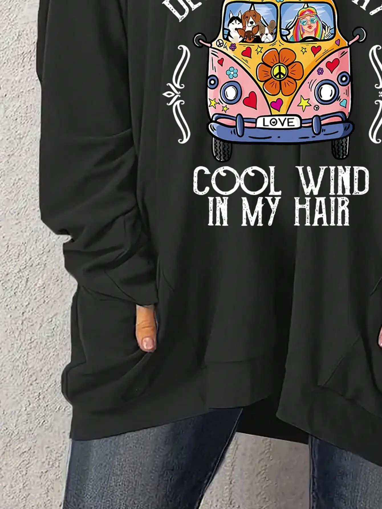 2026 Damen Neues T-Shirt mit Buchstaben- und Tierdruck, Übergröße, Lässig, Langarm, Rundhals, Leicht Elastisch, Pullover – Detail 9
