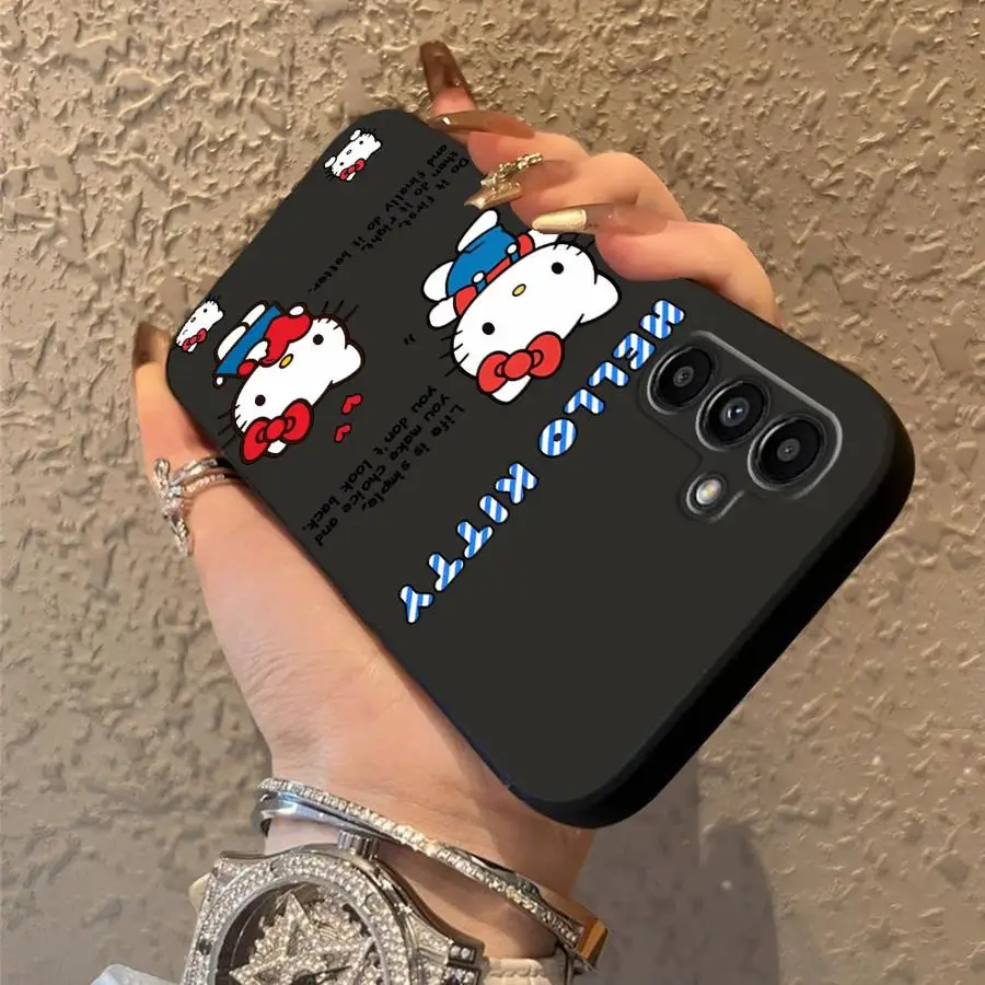 موضة مرحبا كيتي الكرتون الأسود لينة غطاء الهاتف حقيبة لهاتف سامسونج غالاكسي A70 A04 A06 A05 A10 A12 A17 A50 A40 A16 A30 A15 A20