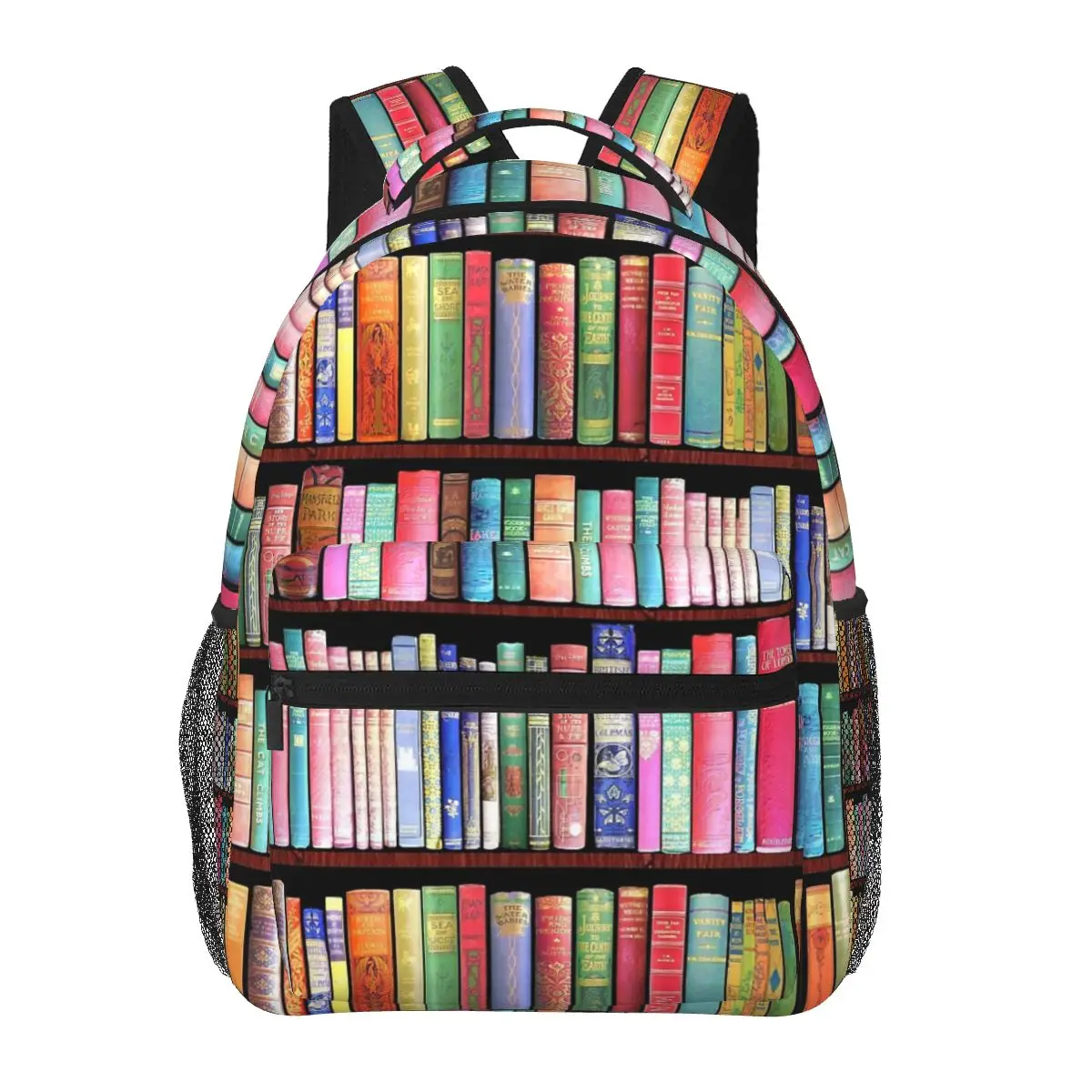 Mochilas de prateleira de livros vintage para meninos e meninas, mochilas escolares para estudantes, mochila para laptop dos desenhos animados, grande capacidade