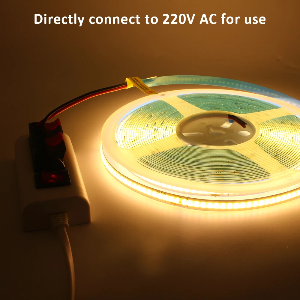 5M 10M COB LED Strip Light 220V Wysoka jasność 240LEDs Flex Ribbon No Need Driver Oświetlenie liniowe Biały / Ciepły biały Lampa taśmowa