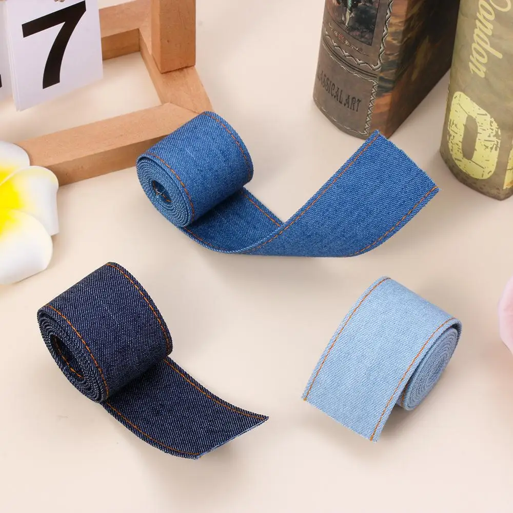 Double-sided Jumper Denim Ribbon Jeans Fabric Tape Bow Cap Clothing Decorations Sewing DIY Crafts Hairclip Accessories