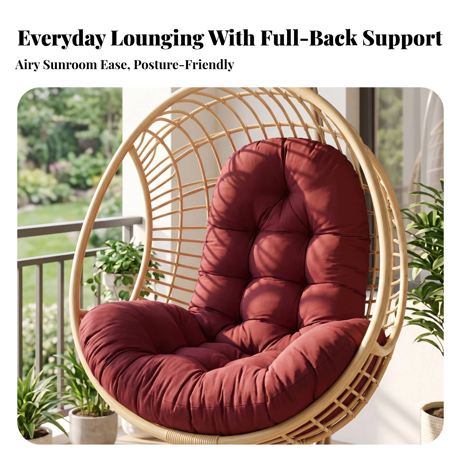 Hanging Chair Cushion Water-Resistant Egg Chair Cushion Thickly Padded Brushed Material for Patio, Balcony