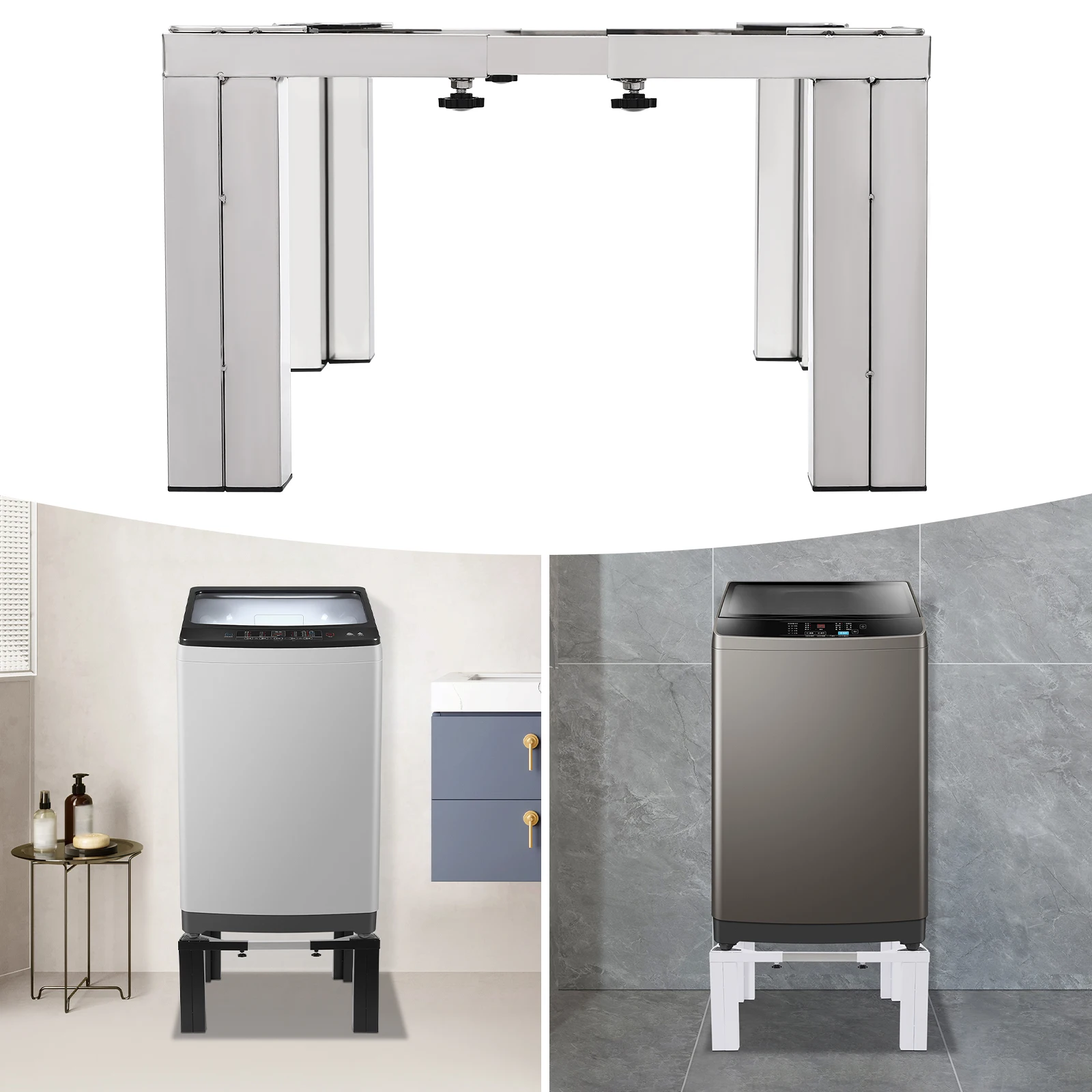 

Подставка для стиральной машины с 4-мя прочными ножками. Экономия труда. Подставка для сушилки из нержавеющей стали. Подставка для стирки. Сверхмощная подставка для стирки.