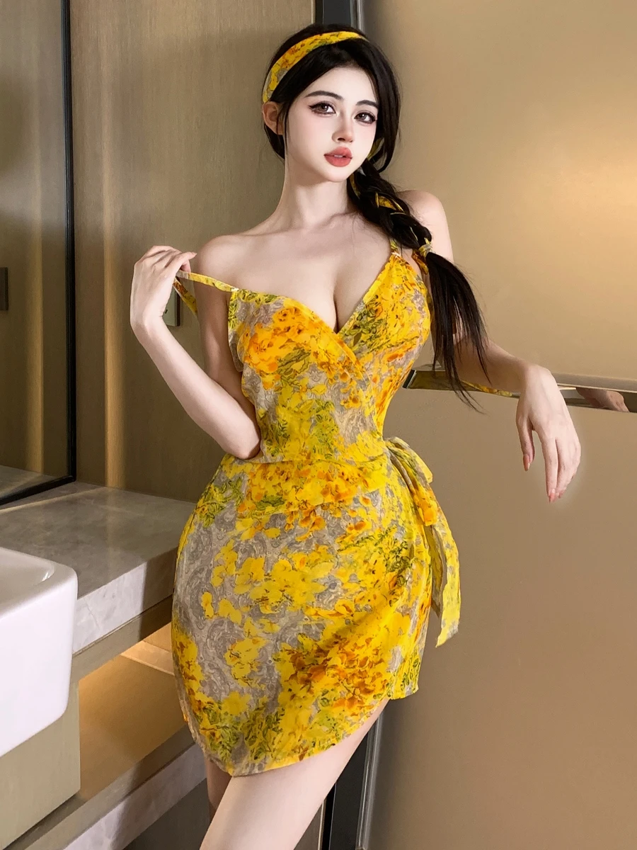 

Сексуальная глубокая V-образная юбка на бретельках Dr Tight ow Chest Night Club Girl Bandage Dr с низкой талией Sling Svel ort Юбка