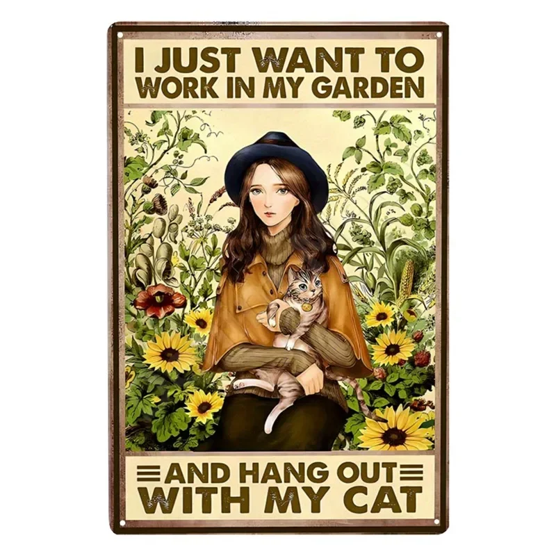 Vintage tuinplanten thema metalen blikken bord retro zonnebloem kamerplant wanddecoratie voor huis patio tuin tuinieren rustieke ijzeren P