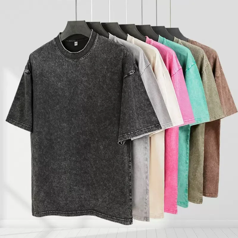 

Old Washed Cotton Short-sleeved T-shirt Customized Summer Men's Women's Trendy Brand Heavy American Half-sleeved Casual Interior