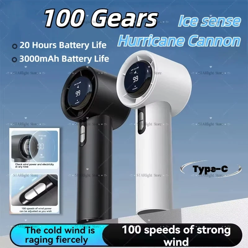 Portable Turbo Handheld Fan 100Wind Speeds Mini Led Fan USB Rechargeable Personal Fans Electric Fan For Outdoor Camp 2026