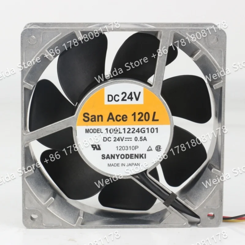 New Original Sanyo AC EC Frequency Converter 12038 120X120X38MM 109L1224G101 Three-wire Cooling Fan DC 24V 0.5A