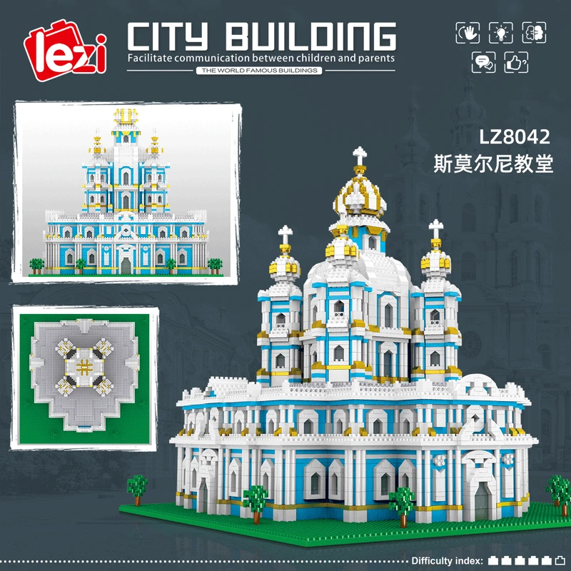 LZ8042 Diamond Small Particles Famous Buildings In Russia Smolny Convent Model Assembled Building Block Toys for Children Gifts