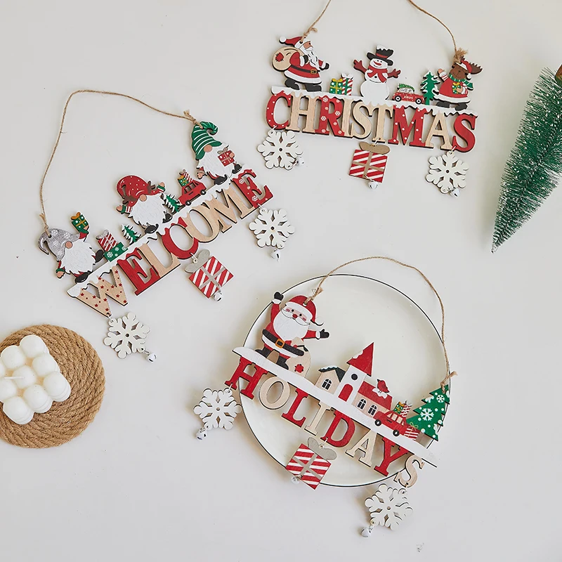 

New Christmas Wooden English Alphabet Sign Pendant Creative Window Door Wall Christmas Tree Pendant Christmas Home Decoration