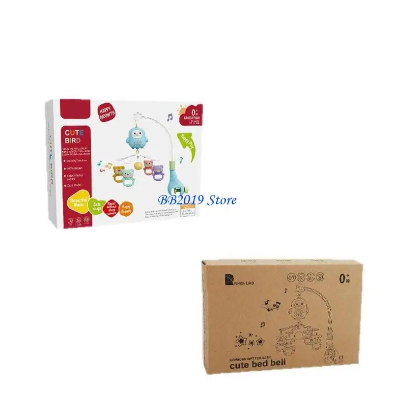 Q0KB Musical Box Baby Crib Mobile Toy Rotating Rattle Bedside Nursery Room Decoration