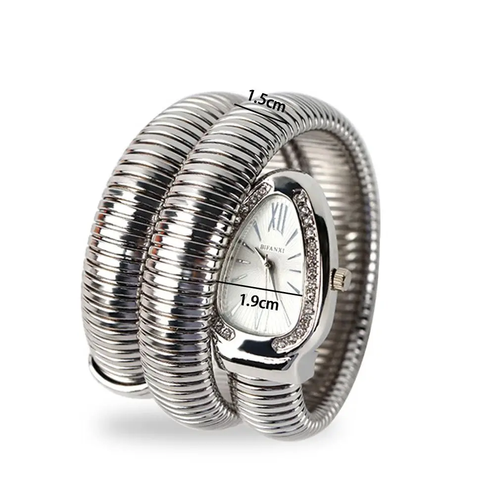 Женские кварцевые часы в форме змеи, модные наручные часы с ремешком из нержавеющей стали, браслет, кварцевые часы