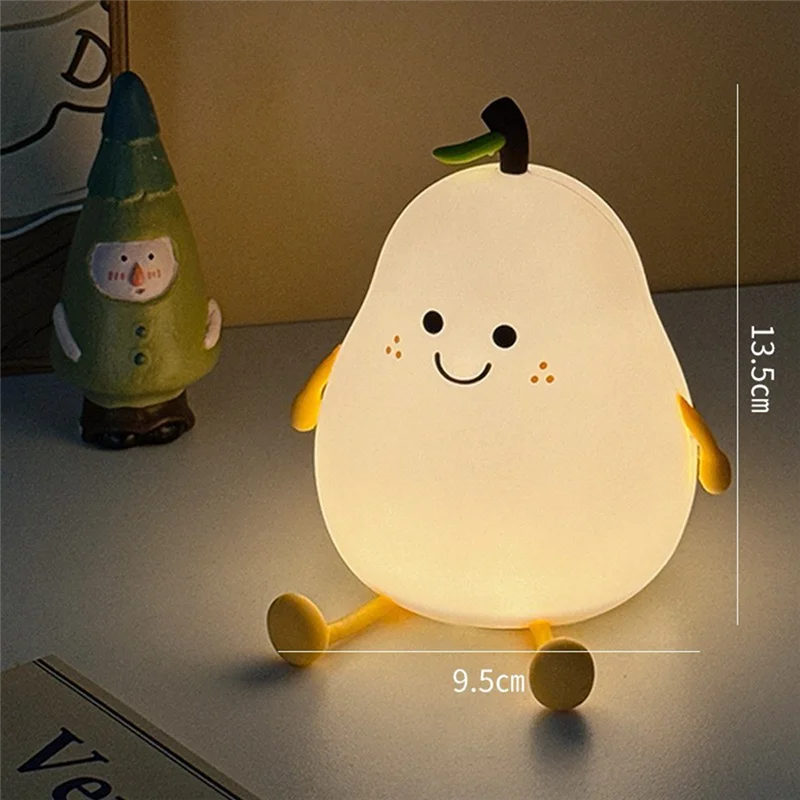 LICE-Usb Lampu Malam LED Dapat Diredupkan Isi Ulang 7 Warna Lampu Meja Samping Tempat Tidur Berbentuk Pir Lucu Dekorasi Ruangan untuk Anak-anak