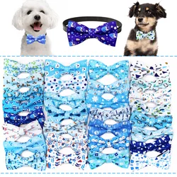 50PCS Winter Dog Bow Tie For Collar Removable For Small Dog Cat Bowties Collar Accessories Pet Grooming Bows For Dogs