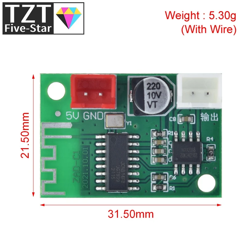 TZT 5V Bluetooth Amplifier Module 5W Mono Class D Wireless Lossless Music Player Digital Power Amplifier Finished Board