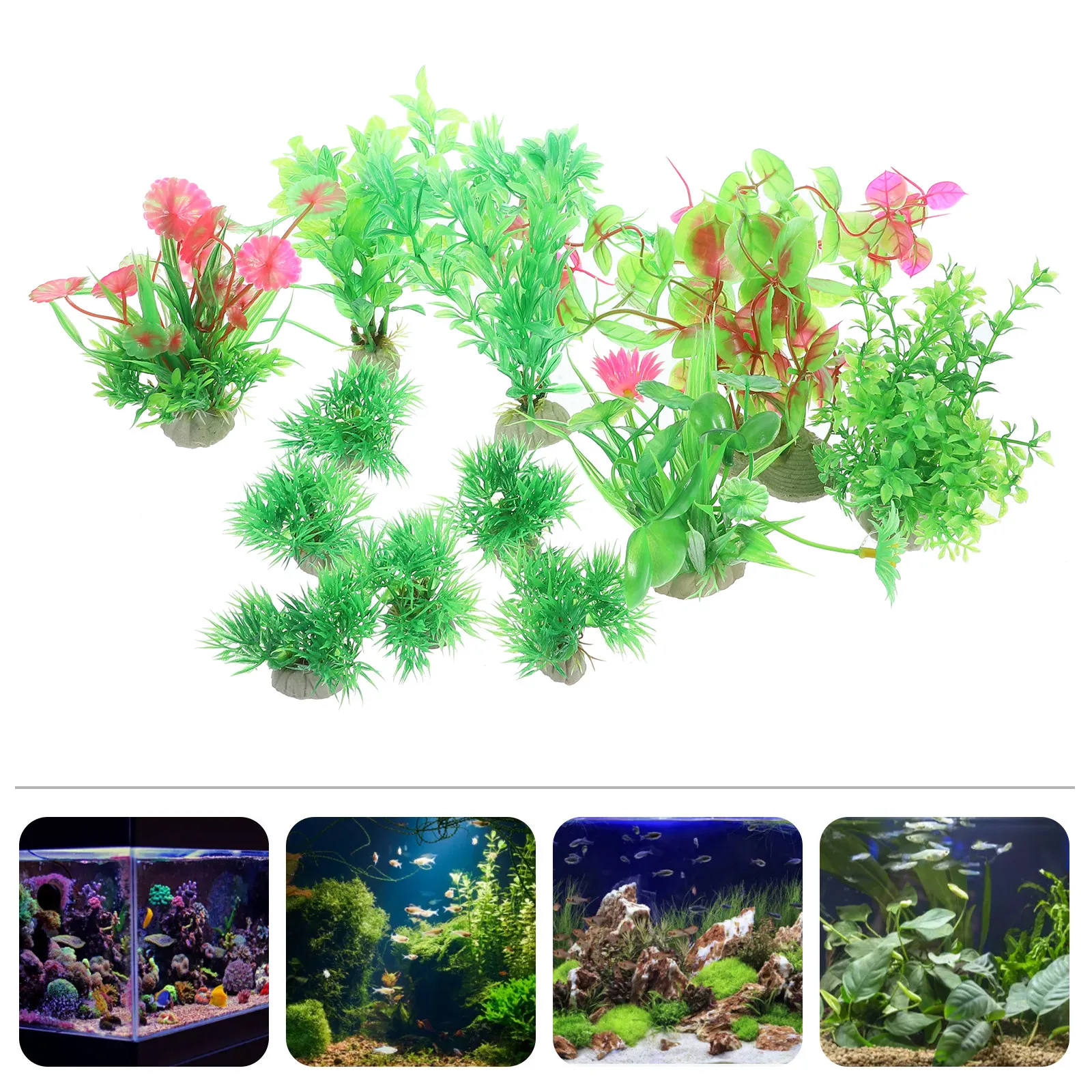 

Набор из 12 искусственных растений для аквариума: реалистичный декор для яркого водного ландшафта, устойчивое утяжеленное основание, простой в уходе