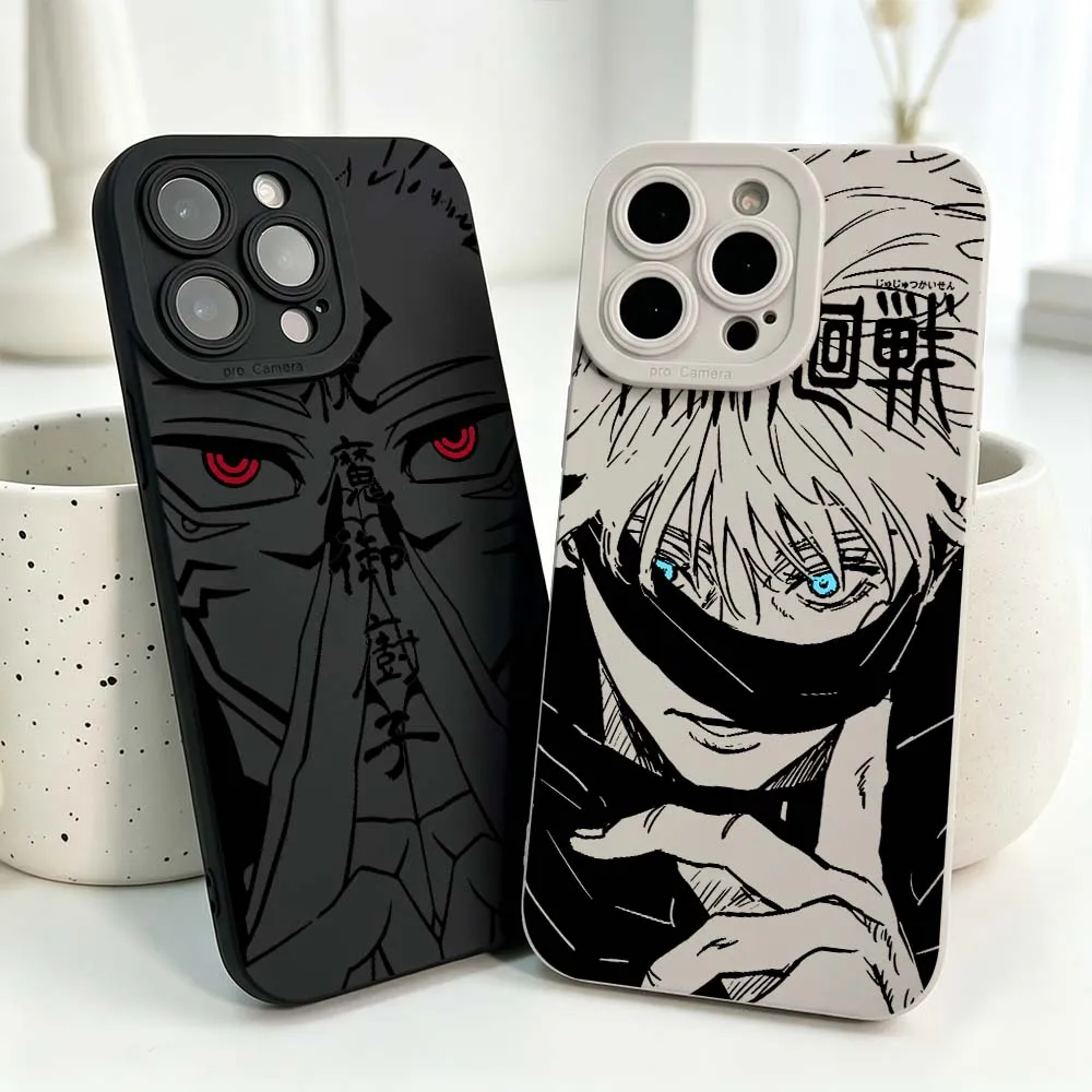 Coque en silicone souple Anime Jujutsu Kaisen Cool Cover pour iPhone 17 16 15 14 13 12 11 Pro Max Plus XS XR Mini