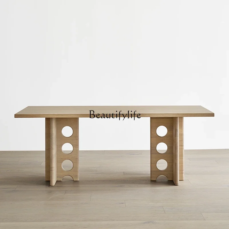 FG-Retro wabi-sabi style all-solid wood dining table, modern simple ash wood dining table