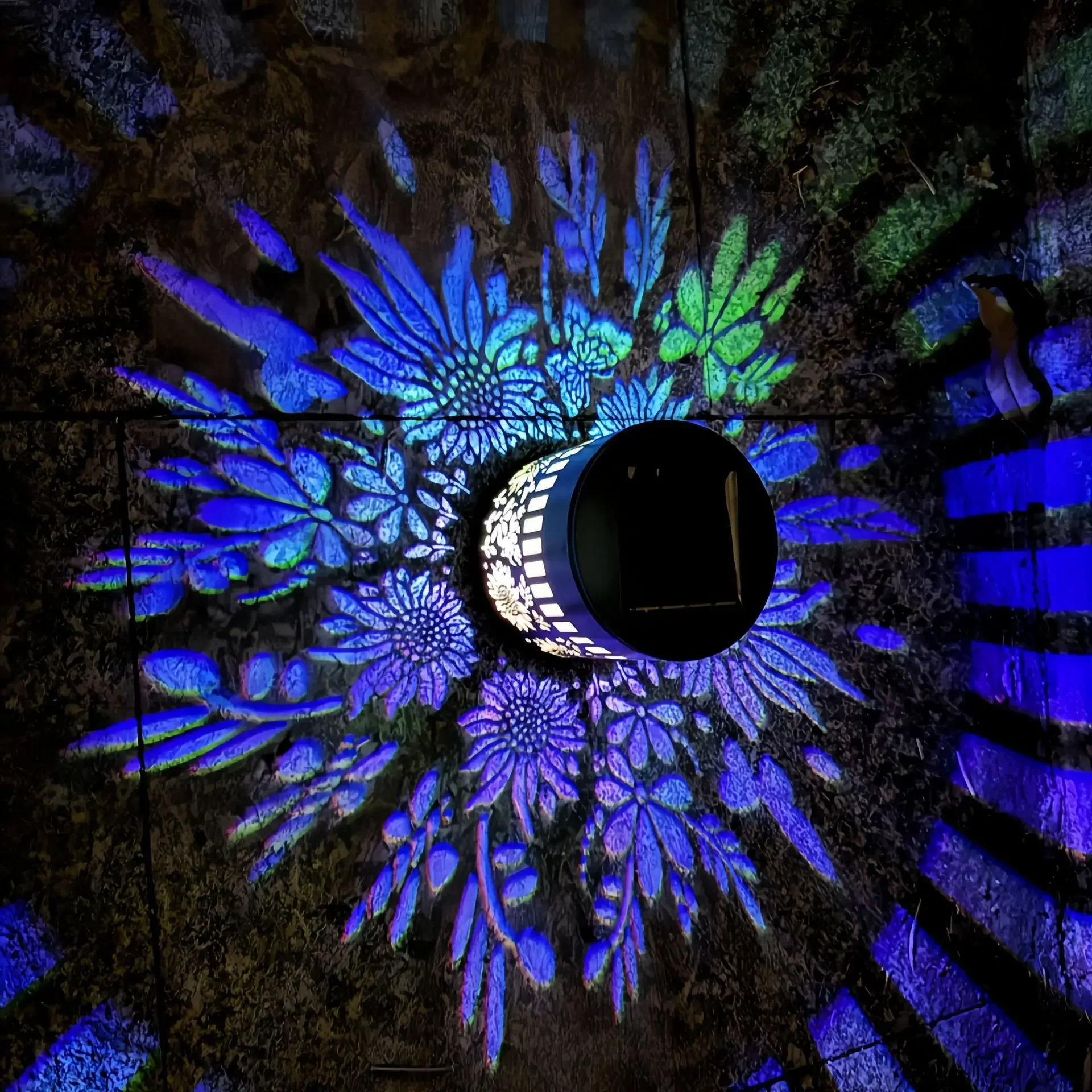Solar-Mandala-Sonnenblumen-Projektor Wandleuchte für Außenbereich Gartendekoration Landschaftsbeleuchtung für Terrasse Garten Anwesen Veranda Innenhof – Detail 10