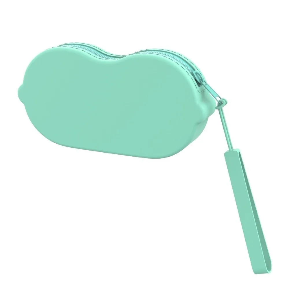 Solid Color Silicone Glasses Bag Zipper Closure Scratch Resistant Sunglasses Case with Lanyard Soft Texture Cosmetic Pouch