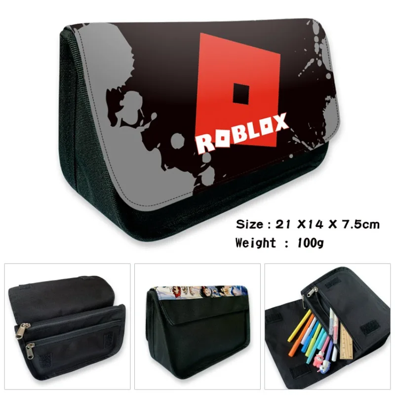 Roblox Game Peripheral Pencil Case Stationery Box Cartoon Student Large Capacity Pen Storage Bag Zipper Pen Bag Birthday Gifts