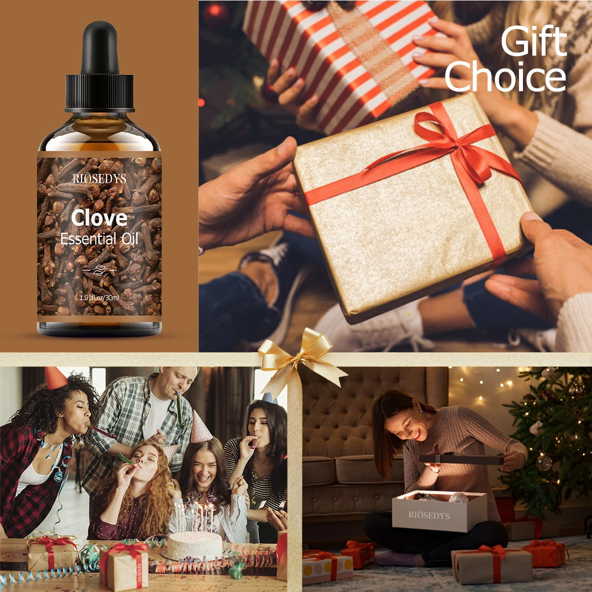 زيت القرنفل العطري، ذو رائحة خشبية، مناسب لتدليك الجسم والعناية بالشعر، ويمكن أيضًا في العلاج العطري. #5