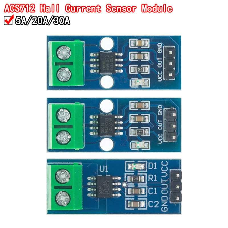 ACS712 5A 20A 30A Range Hall Current Sensor Module For Arduino ACS712-30A ACS712-20A