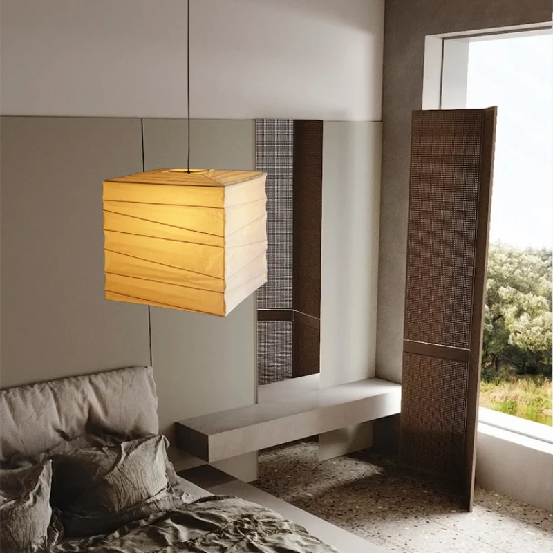 Japanese Akari Rice Paper Lamp Nordic Noguchi Yong Pendant Lamp Living Room Bedroom Corner Nordic Wabi Sabi LED Hanging Lamp