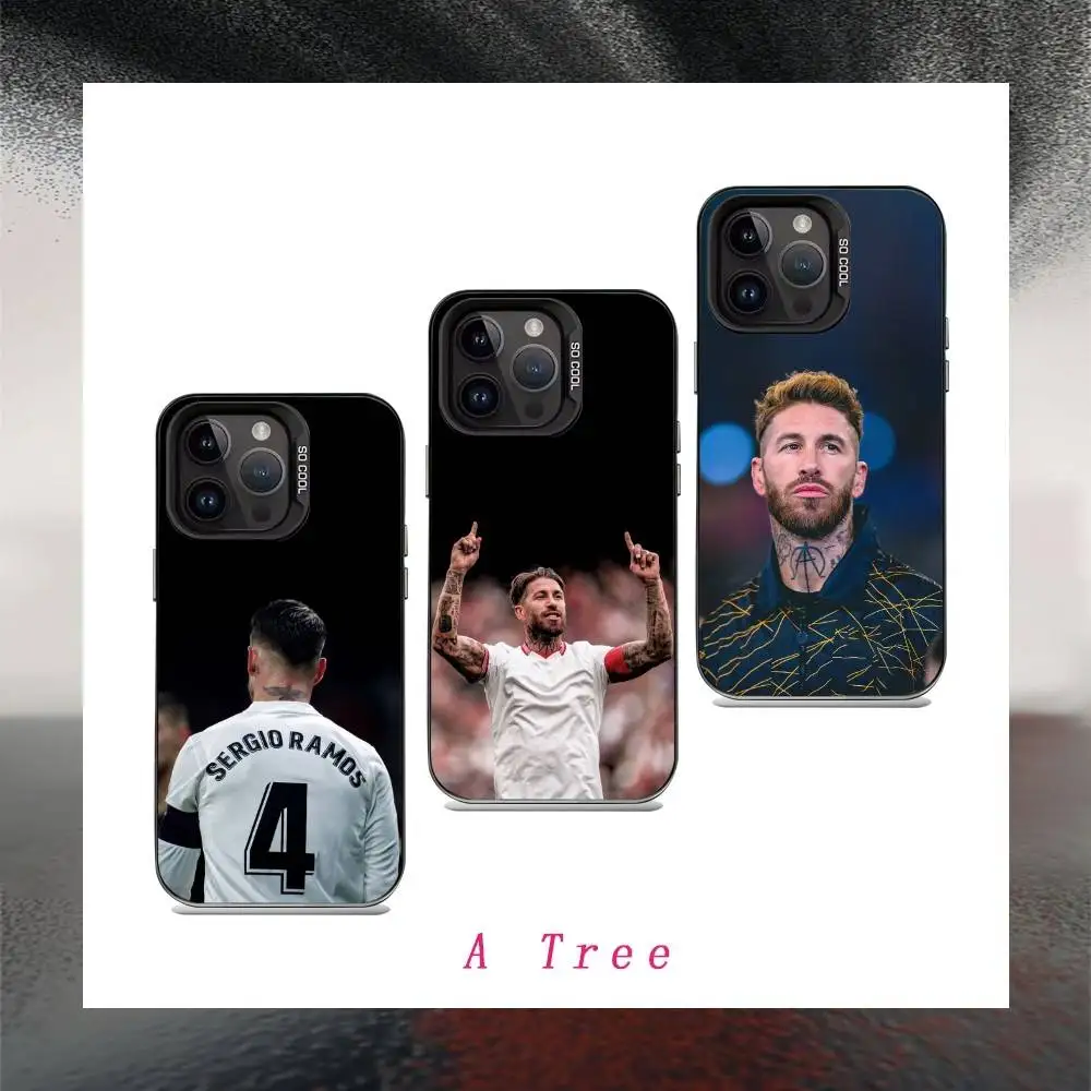 Funda de teléfono Soccer S-Sergio R-Ramos para iPhone17, 16,15,14,13,12 Pro Max, funda negra mate a prueba de golpes