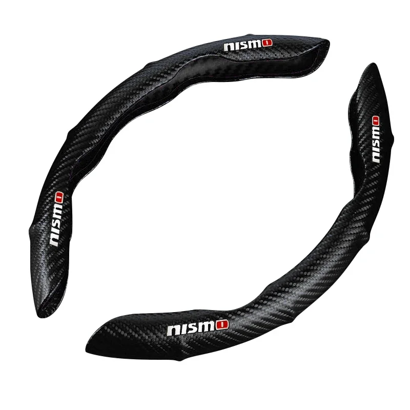 For Nissan Nismo Emblem R34 GTR Tiida Sylphy Teana X-trail 1 2 Qashqa 2Pcs Non-Slip Carbon Fiber Car Steering Wheel Cover