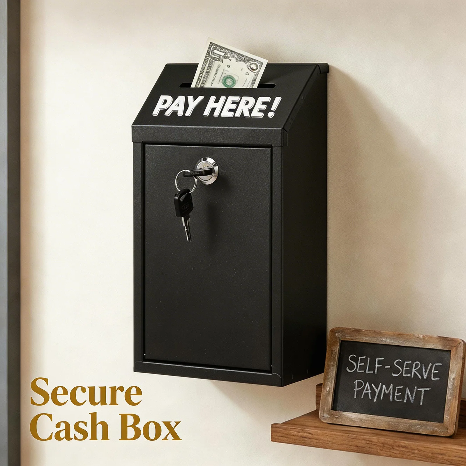 

Money Cash Drop Box with Lock, Metal Donation and Suggestion Box Wall Mounted Garden Mailbox for Farm or Office,Home,Outdoor