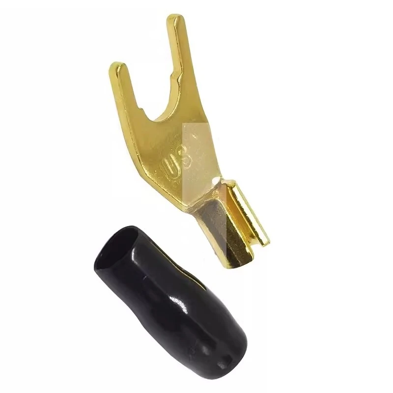 Speaker U-shaped banana fork, pure copper gold-plated fork, Y-shaped power amplifier, speaker, audio plug, wiring block 1pcs