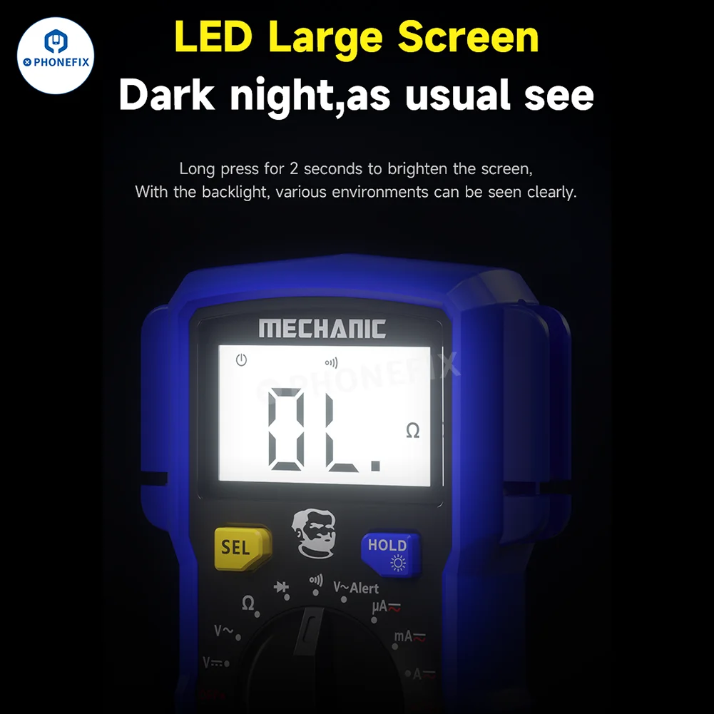 Mecánico Mini MX antiquemaduras, multímetro de alta precisión, pantalla LED inteligente portátil con bolígrafo de sonda, probador de corriente de voltaje