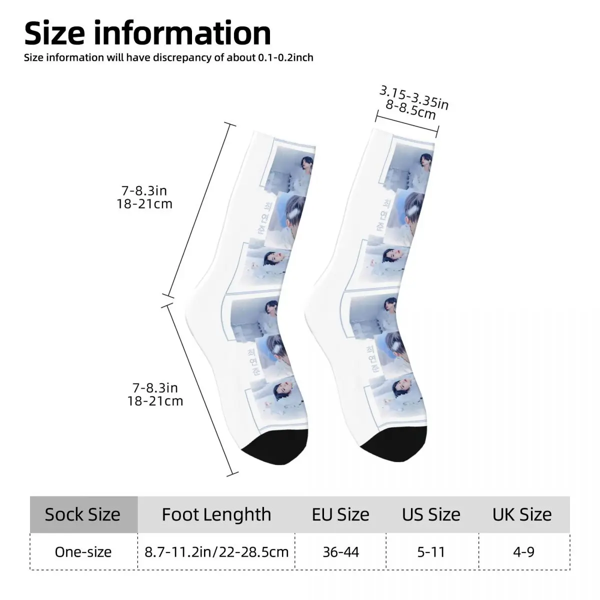 Chaussettes de Compression Rétro Yeonjun pour Homme, Unisexe, TXT Harajuku, Motif Imprimé, Nouveauté