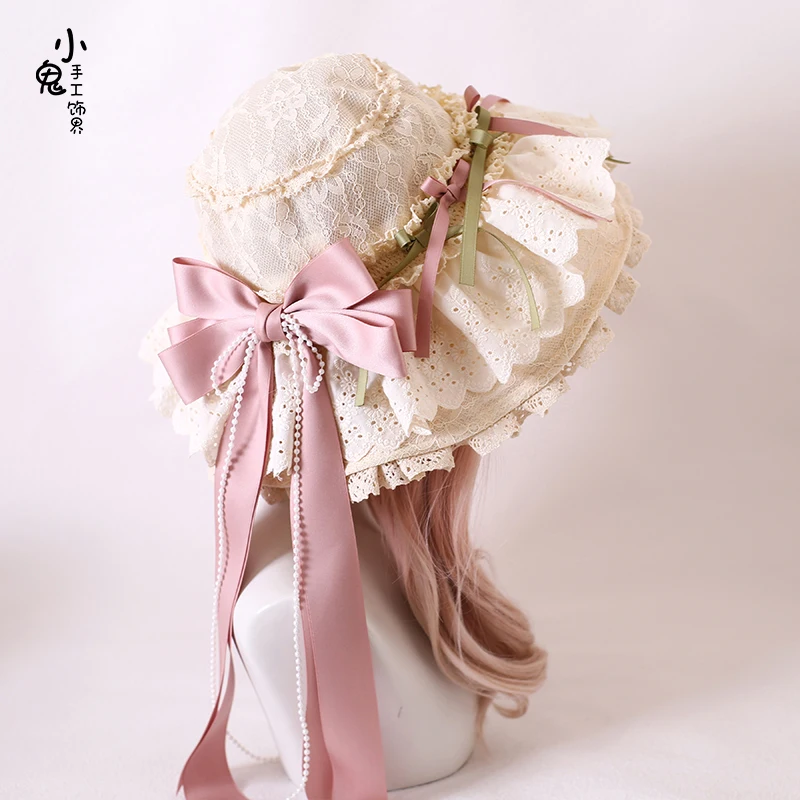 

Оригинальная ручная работа Лолита Лолита четыре часа цветок лук кружево элегантная кукла зонтик шляпа Hanyang эклектическая шляпа от солнца