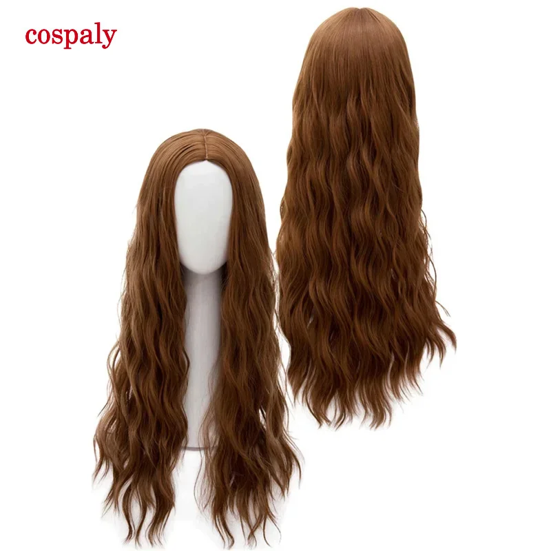 A Wanda Wigs Scarlet Witch Cosplay Costume Accessories Brown Color Long Wave Wig Women Synthetic Hair Halloween Party Props