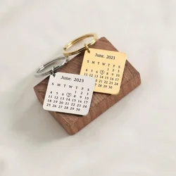 Personalized Custom Calendar Special Date Engrave Stainless Steel Keyring Love You Keychain Memorial Anniversary Date