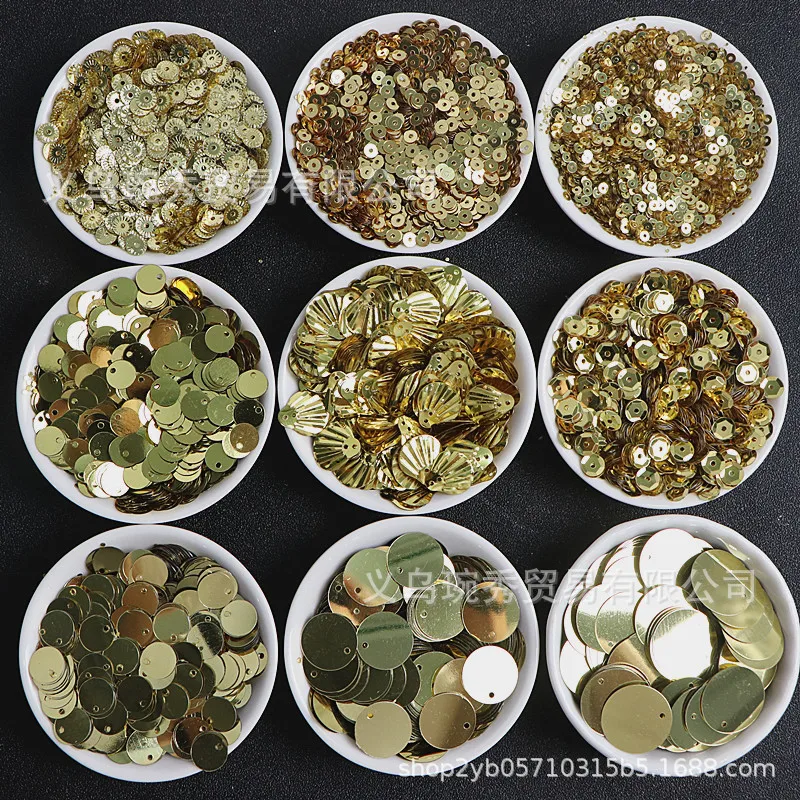 Round gold, silver medium hole flat sequins, fish scales, hand sewn beads, handmade DIY bags, stage clothing accessories