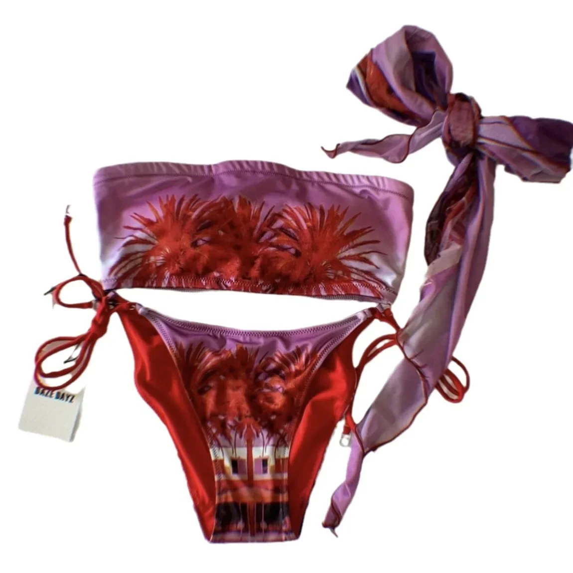 Sexy deusa pequeno peito tubo superior de três peças biquíni maiô feminino tankini conjunto marca chinesa cobertura completa