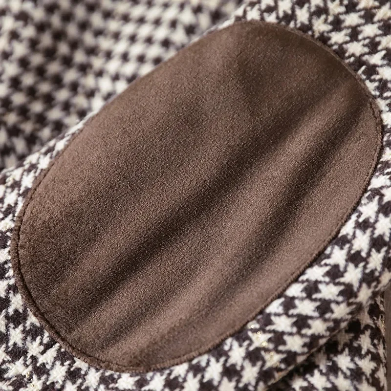 กาแฟลายสก๊อต Blazer ผู้หญิงอารมณ์ขนสัตว์แขนยาวใหม่แฟชั่น Slim Jacket สํานักงานสุภาพสตรีเสื้อทํางานเสื้อสีเทา