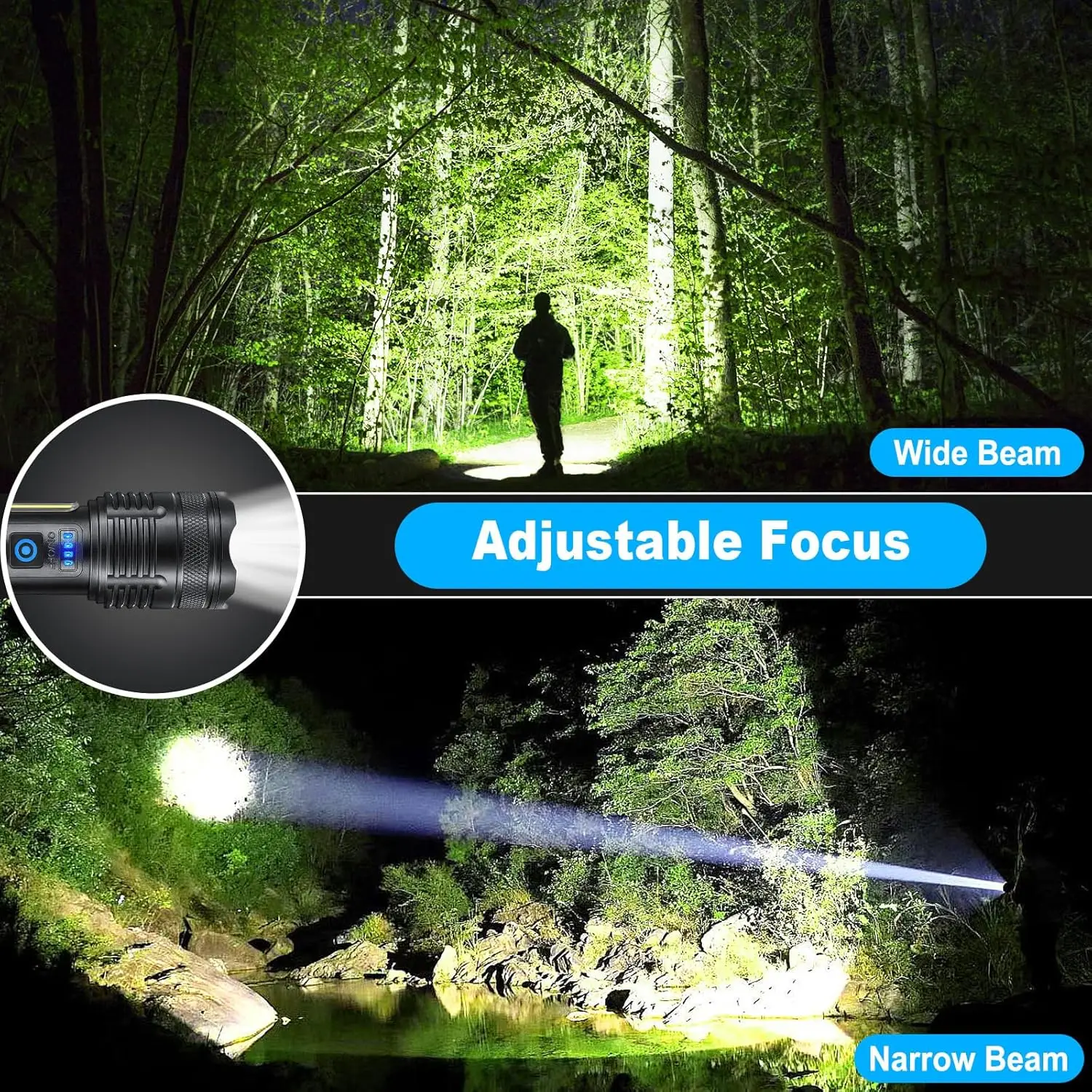 3 Pack Ultra Bright LED Flashlights, 90,000 Lumens, 7 Modes, IPX7 Waterproof for Camping and Home Use