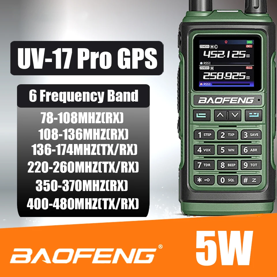 Baofeng tienda oficial UV-17 Pro GPS Walkie Talkie Air banda completa de largo alcance frecuencia de copia inalámbrica Radio bidireccional Radio Ham