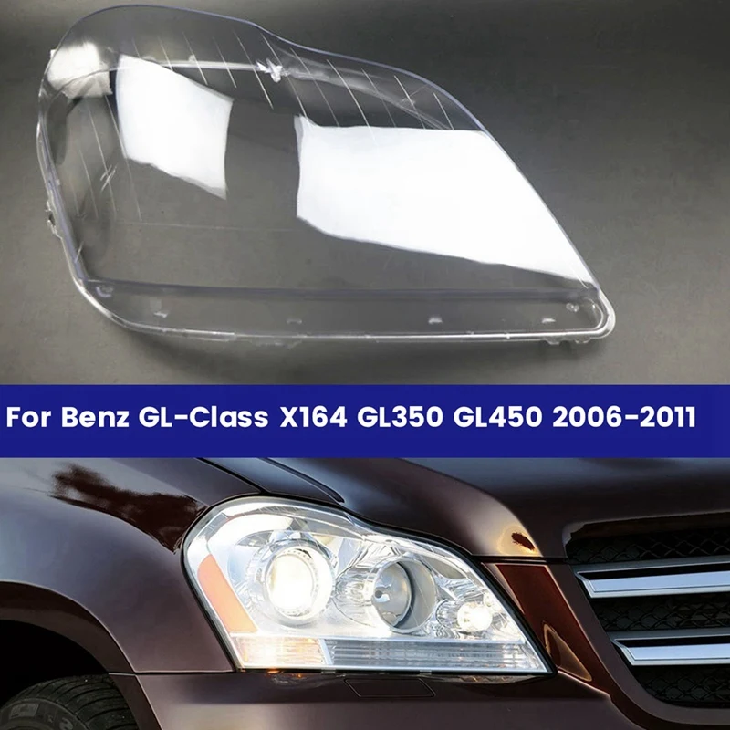 Car Headlight Lens Cover For Mercedes Benz GL-Class X164 GL350 GL400 GL450 GL500 2006-2011 Transparent Shell Lampshade